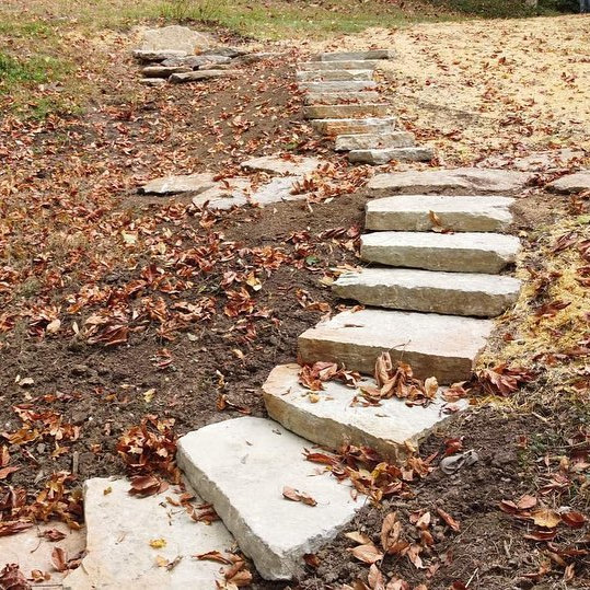 Stone path and bonfire pit